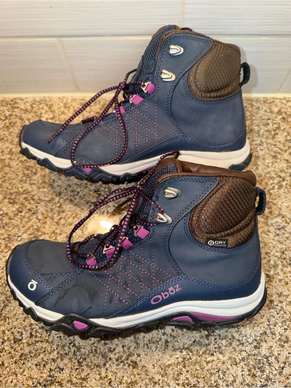 Oboz Women's Navy and Brown Hiking Boots - Picture 6 of 9